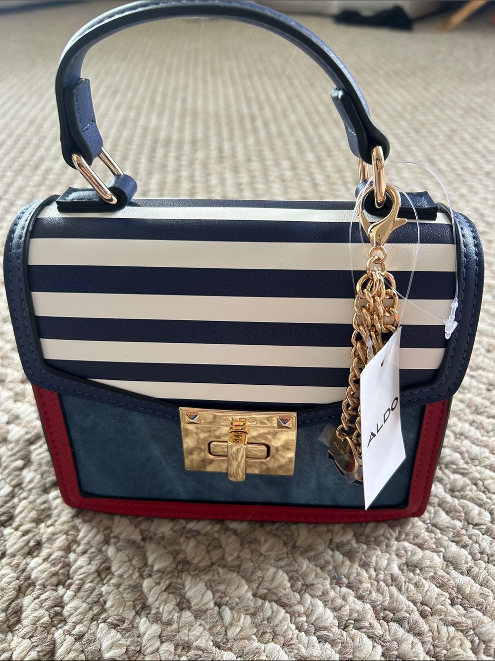 BNWT ALDO Red, White & Blue Nautical Striped Satchel Crossbody Bag